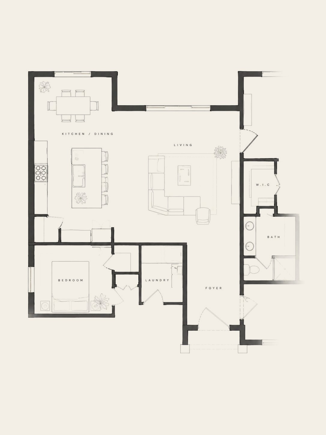 Floor plan drawing with room layout